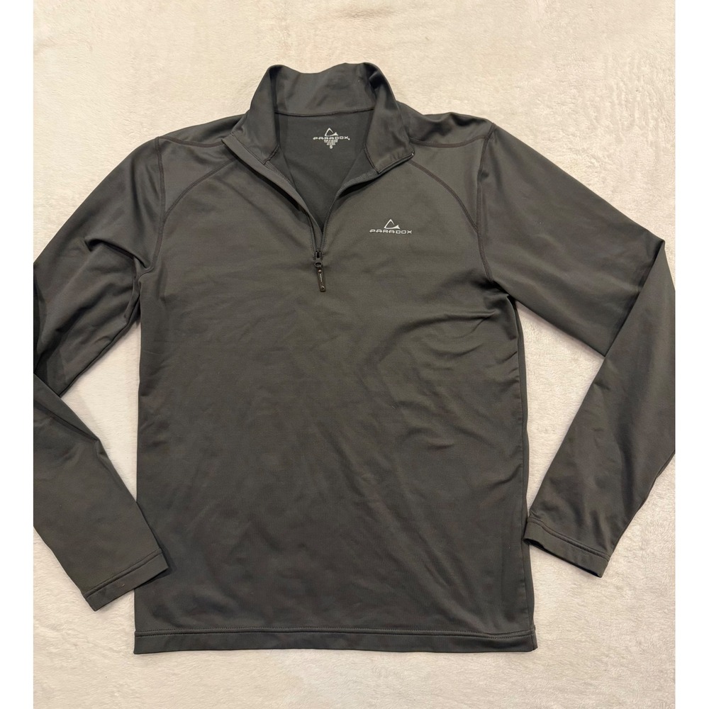 Paradox Mens Quarter Zip Pullover Charcoal Gray Active Performance‎ Top Small